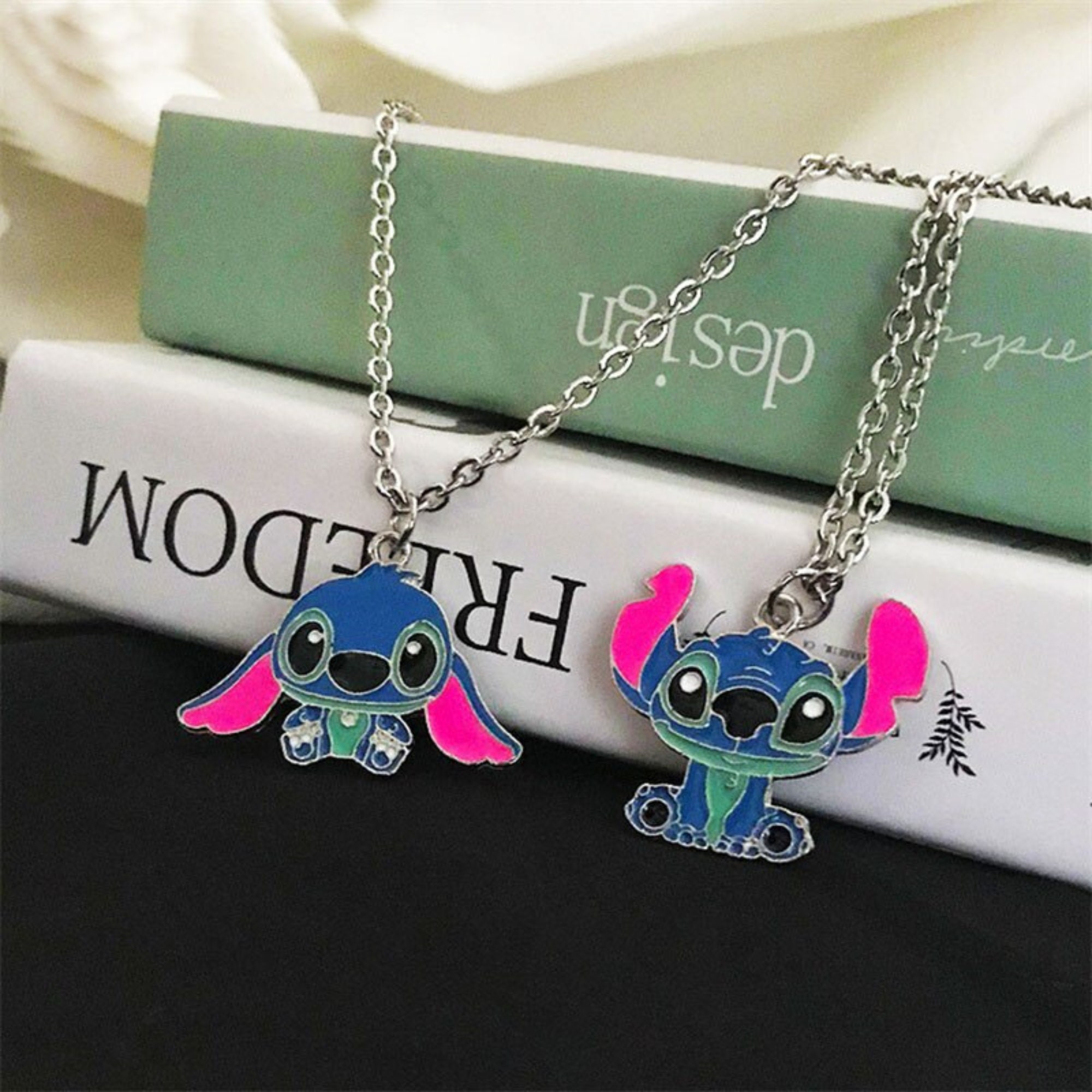 Disney Stitch Girls Bff Necklace With Angel And Stitch Charm