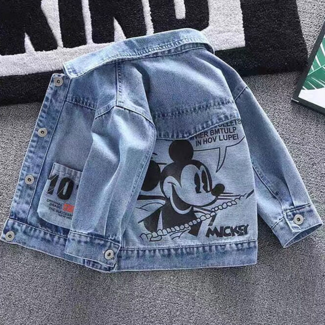 Mickey Mouse Customised Denim Jacket for Boys, Fashion Coats for