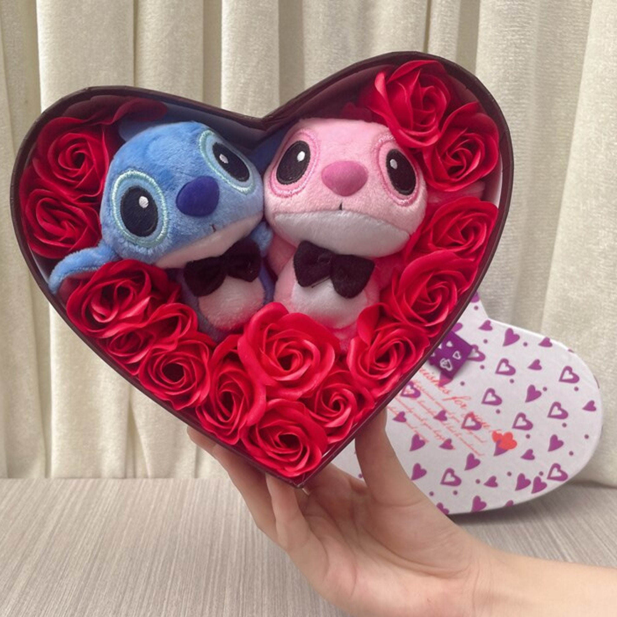 Custom DIY Stitch Lovers Look Sweet Full of Red Hearts for Couple