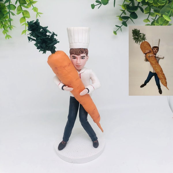 Custom male Chef bobble heads clay figure, Chef figurine, Gifts for cooking lover, Graduation gift of cooking school student, Cooking gift