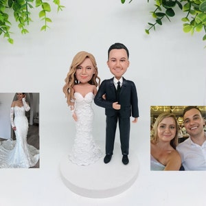 Custom personalized couple bobble head clay figure sculpture, Wedding cake topper bride and groom, Birthday 3D bobble head, Anniversary gift