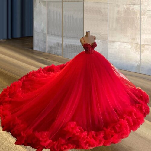 Red Ball Gown Quinceanera Embroidered Dress Prom Dresses - Etsy
