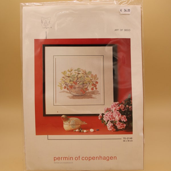 DIY Art of Deco Cross Stitch Flowers. Permin of Copenhagen, DMC, Kit 70-2148