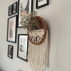 Modern wall hanging, home decor, Macrame, textile decor, wicker macrame, rattan, macrame wall basket, Bohemian Style,hanging wall basket