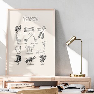 Gardening Essentials Poster, Neutral Abstract Art, Printable Art, Garden Wall Art, Minimal Prints, Hand Drawing Sketch, Hobby Poster