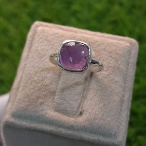 Natural Amethyst Ring, 925 Sterling Silver Ring, Amethyst Cushion Silver Ring, Amethyst Wedding Ring, Bridesmaid Gift, Gift for her