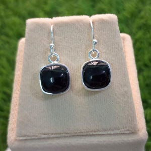 Black Onyx Silver Earring, 925 Sterling Silver Earring, Black Stone Earring, Dangle Earring, Earring Jewelry, Earring Birthday Gift