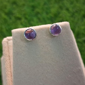 Purple Amethyst Stud Earrings, 925 Sterling Silver Earring, Amethyst Earring, Studs Earring, February Birthstone, Earring For Gift