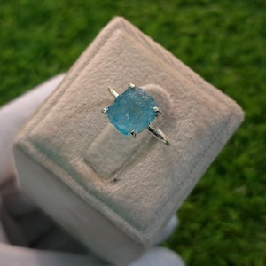 Natural Blue Apatite Raw Ring, 925 Sterling Silver Ring, Apatite Rough Ring, Raw Gemstone Ring, Bridesmaid Gift, Gift for her