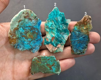Chrysocolla Slab Gemstone, Chrysocolla Slice Raw For Making Jewelry