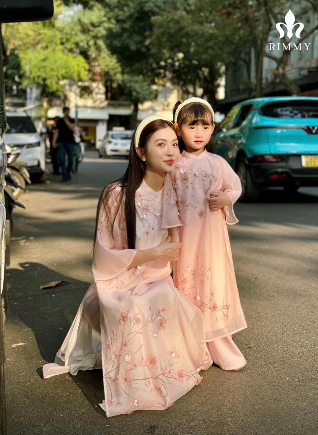 Lavender Butterfly Floral Mother Daughter Matching Ao Dai Set O61 main image 1