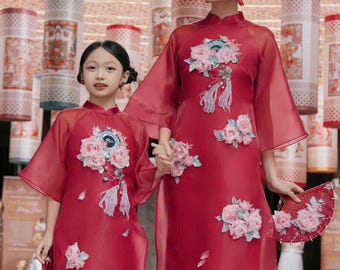 Mom and Daughter Matching Ao Dai Set|Pre-made Vietnamese Ao Dai| Mom & Daughter Matching Ao Dai Set | Ao Dai for Girl, Mom | Ao Dai Tet|