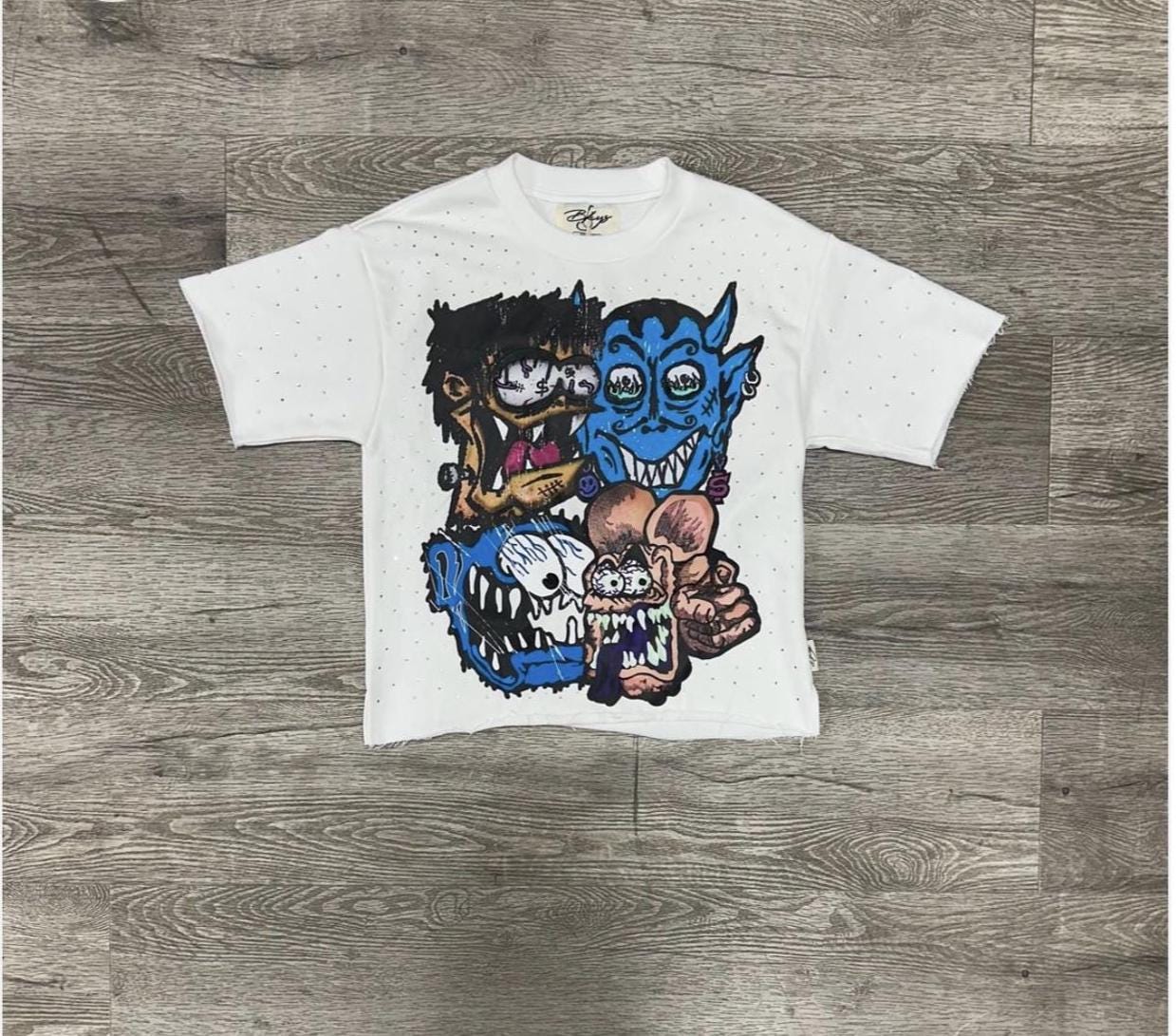 White Men Crop Top| Men Oversize Tshirt|urban Style| Bling Graphic