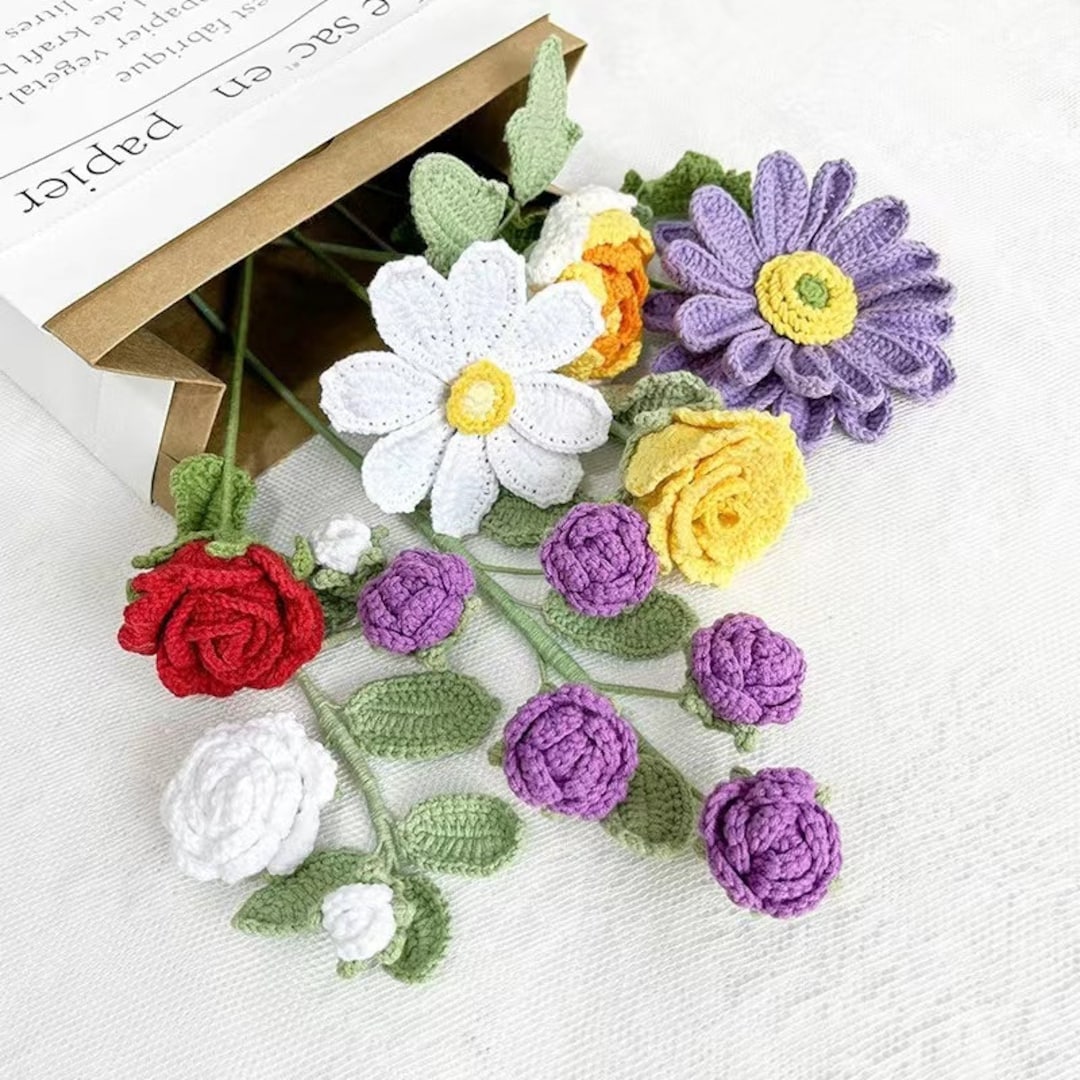 Crochet Flowers Set of 8 Crochet Gardenia Crochet Gesang Etsy