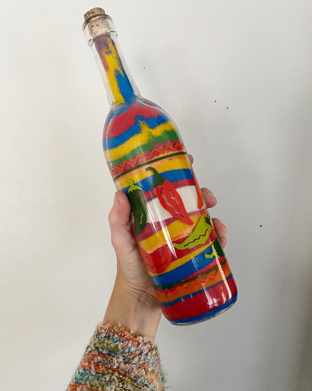 Colorful Vintage Southwestern Bottle Sand Art Handpainted Etsy