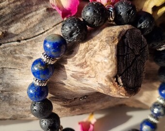 Bracelet Pierre de Lave & Lapis Lazuli