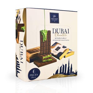 Dubai Kunafa Chocolate Bar 200GMS By Feras Sweets | Chocolate, Creamy Pistachio, Crispy Kunafa, The Viral Dubai Chocolate (6 pack)