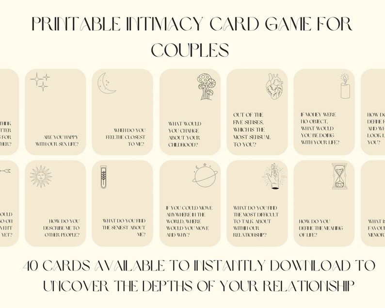Printable Couples Intimacy Card Game Valentines Day Card Etsy