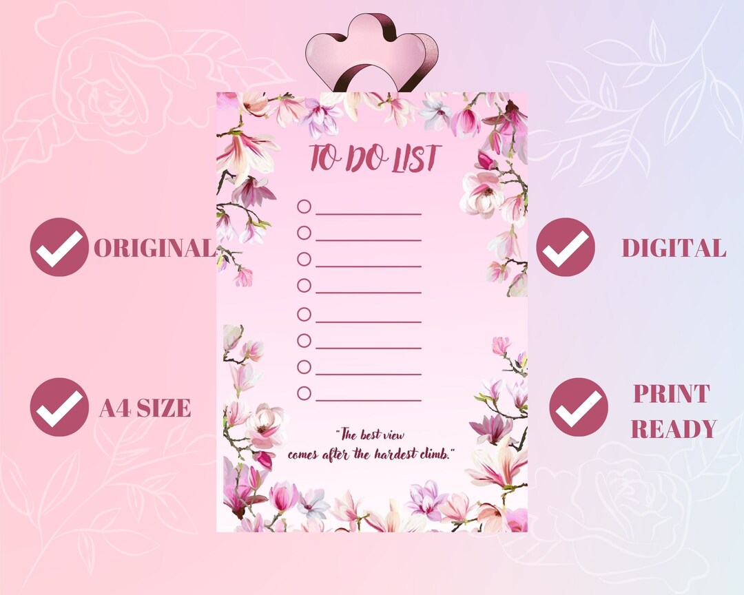 To Do List Rosa To Do List - Etsy