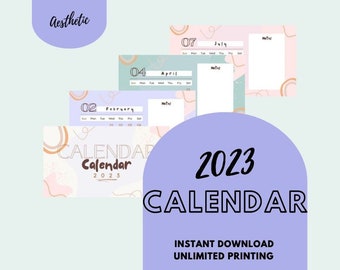 Calendar 2023 | Monthly | Instant Download | Printable Calendar | PDF | A4 | Aesthetic