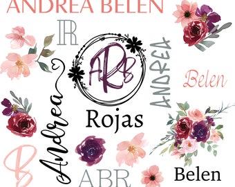 Watermark Flower Name Blanket Sublimation Template