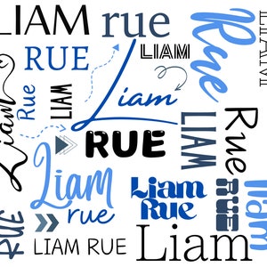 Manta con collage de nombres personalizados PNG