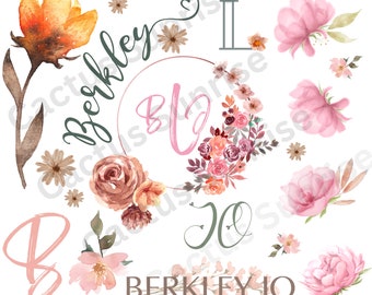 Boho Flower Name Blanket Sublimation Template