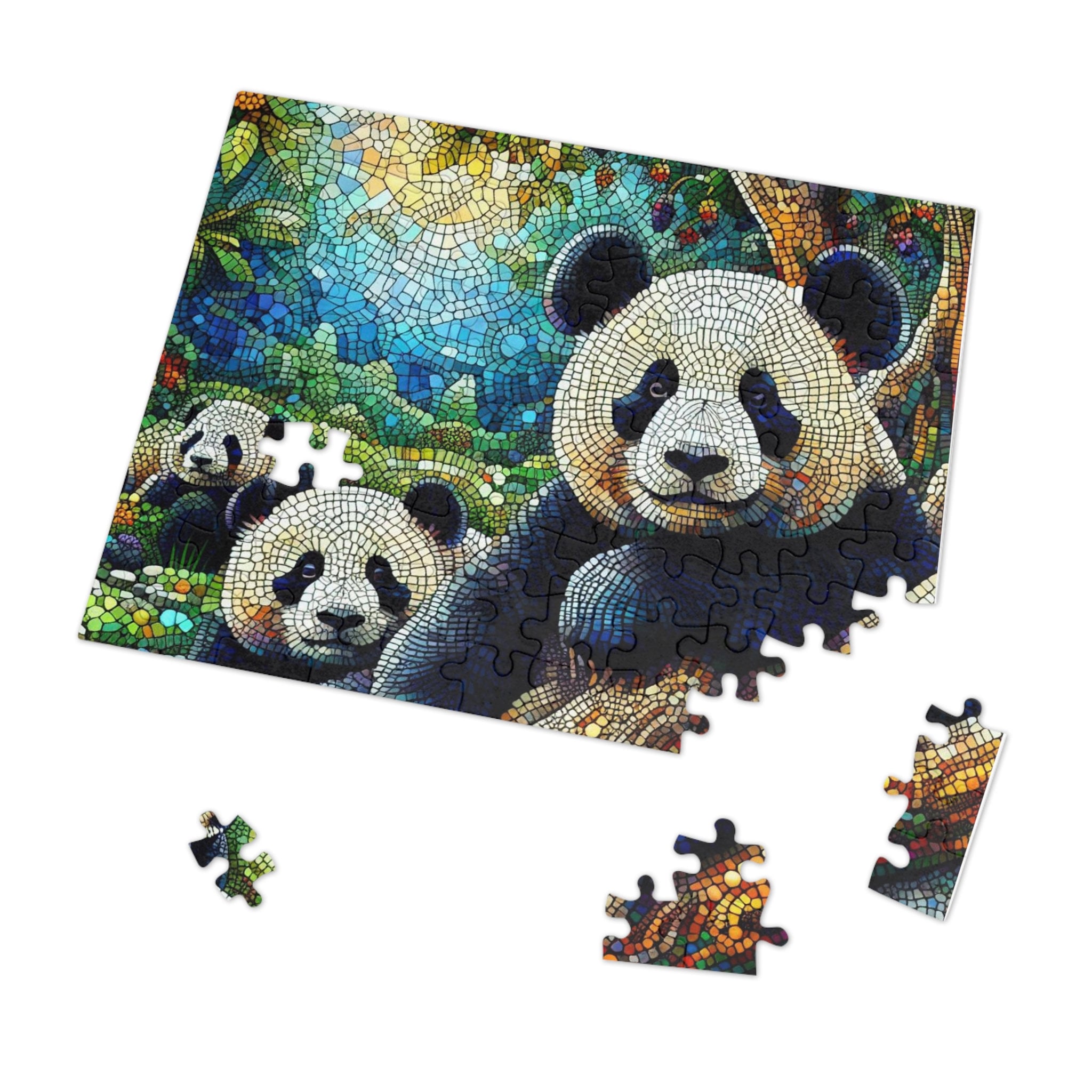 Panda Bears in Their Natural Habitat Mosaic Style Jigsaw Puzzle