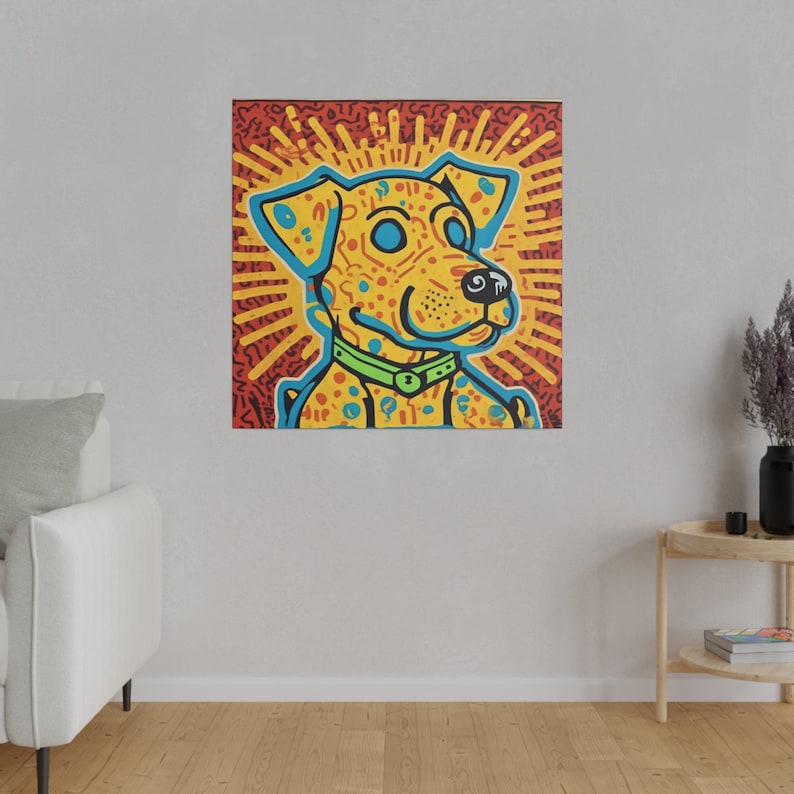 Dog in the Style of Keith Haring Matte Canvas, Stretched, 0.75" image 1
