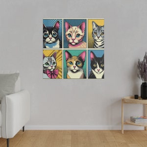 Cats pop Art Matte Canvas, Stretched, 0.75&quot;