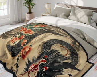 Vintage Japanese Dragon Arctic Fleece Blanket