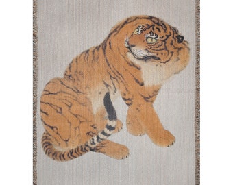 80's 人体 額装品 アート リトグラフ ヴィンテージ モダン vintage Vintage 1960s Hand Painted Japanese Silk Tapestry Tiger
