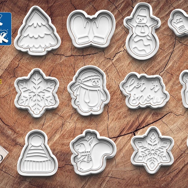 Emporte-pièces thème hiver pour décoration biscuits ou pâte polymère