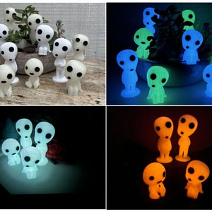 Phosphorescent Kodama, forest spirits, legendary and mythical creatures of Japanese culture