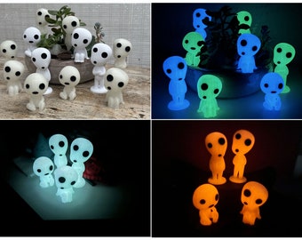 Phosphorescent Kodama, forest spirits, legendary and mythical creatures of Japanese culture