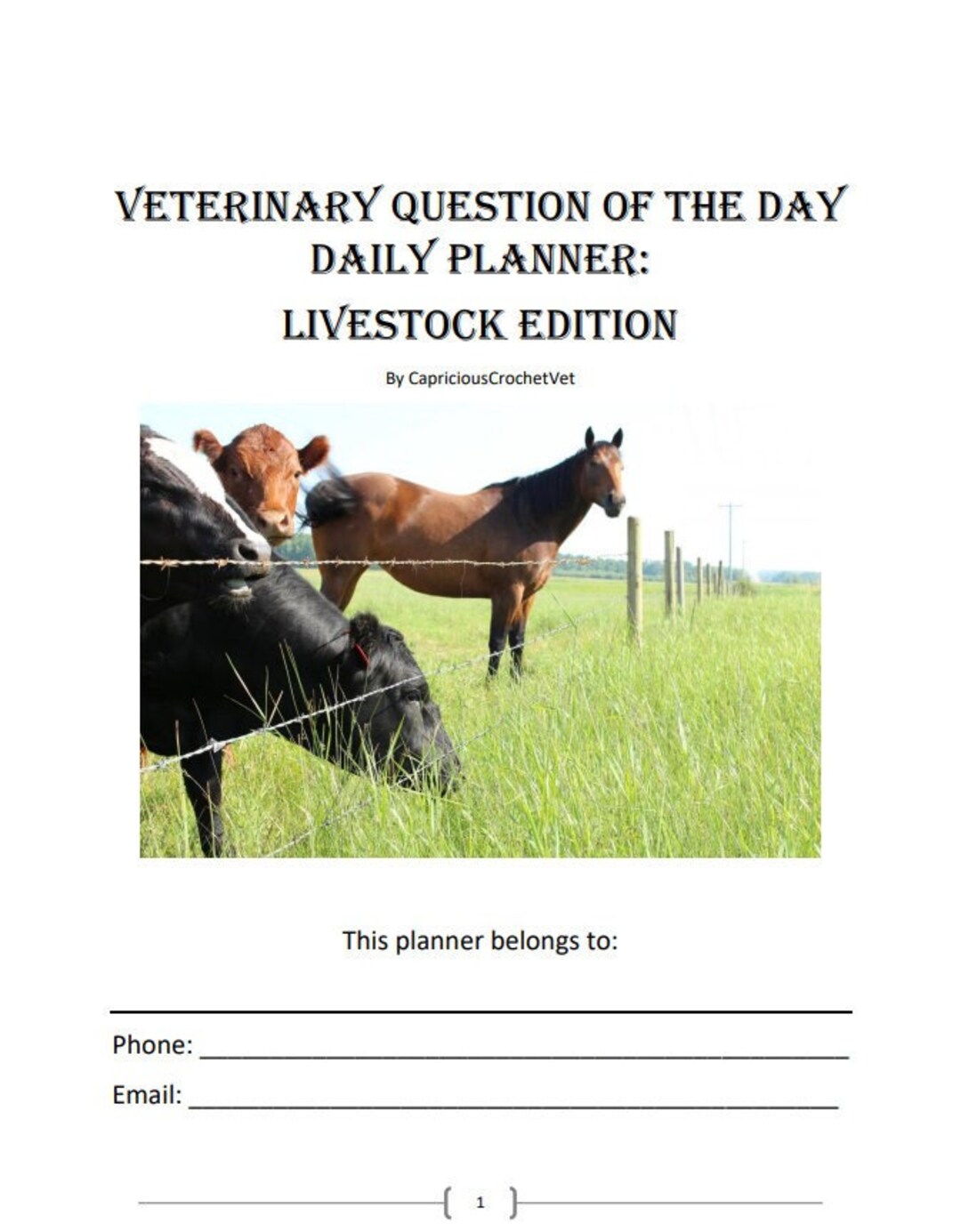 Veterinary Question of the Day Planner Livestock Edition Digital Download Etsy