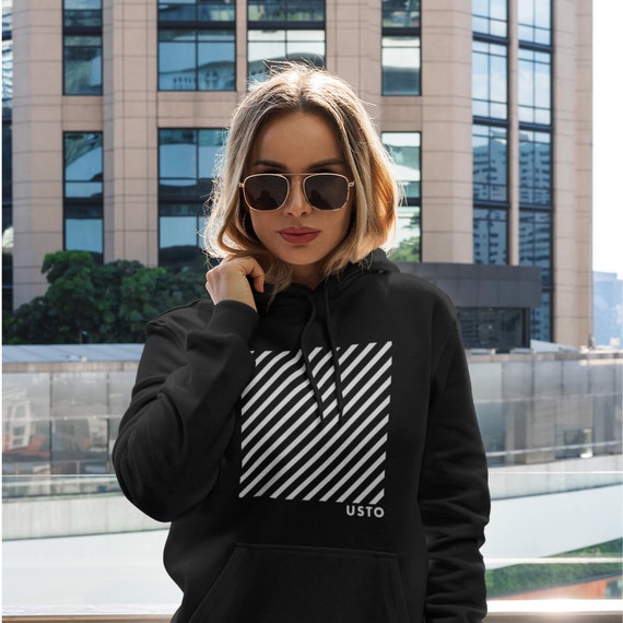 Abstract geo top print hooded sweatshirt