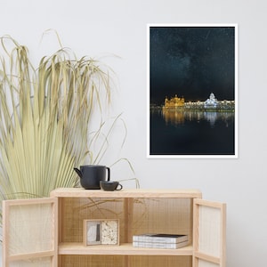 Golden Temple Under the Stars Framed Poster, Wallart, Homedecor, Religious, Spiritual