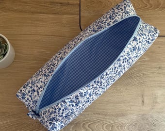 Quilted Floral Hair Tool Organizer | Custom Cotton Makeup & Toiletry Bag,Gift for Her