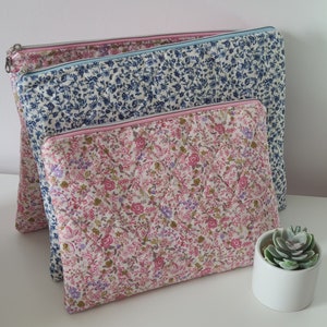 Floral Quilted Laptop Case, Floral Laptop Sleeve, Floral Laptop bag, Ipad case, Ipad sleeve, MacBook Sleeve,Puffy Laptop  Sleeve,