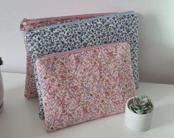 Floral Quilted Laptop Sleeve: Padded Cotton Case