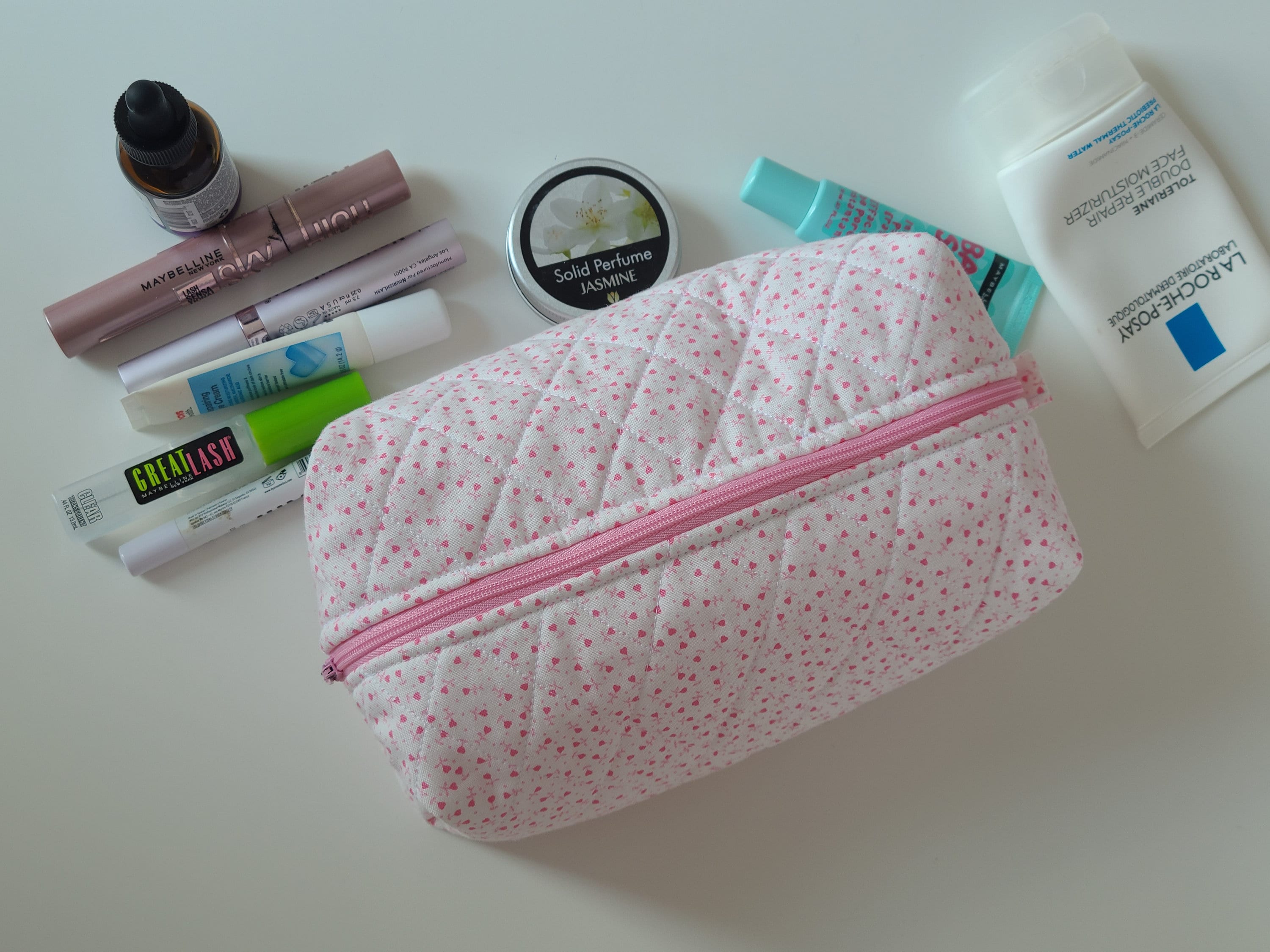 Small Cosmetic Bag Cute Makeup Bag Y2k Accessories Aesthetic Make Up Bag  Y2k Purse Cosmetic Bag for Purse (pink)