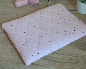 Floral Quilted Laptop Sleeve: Puffy Cotton, Pink 13-15 Inch
