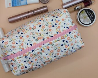 Floral Makeup Bag, Quilted Makeup Bag, Cute Makeup Bag