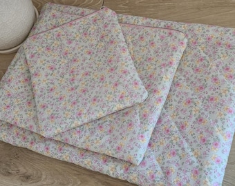 Quilted Laptop Sleeve, Pink Floral Laptop Case for 13-14 Inch