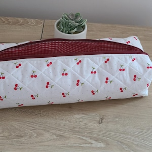 Hair Tool Organizer: Quilted Cherry Design (Holds Curling & Flat Irons)