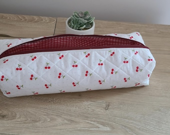 Hair Tool Organizer: Quilted Cherry Design (Holds Curling & Flat Irons)