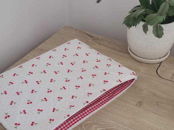 Quilted Floral Laptop Sleeve - Soft Cotton Padded Case