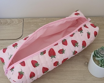 Quilted Floral Hair Tool Organizer: Cotton Travel Bag