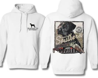 Camo Labrador Dog Hunting Hoodie, Straight Up Southern Graphic Tee